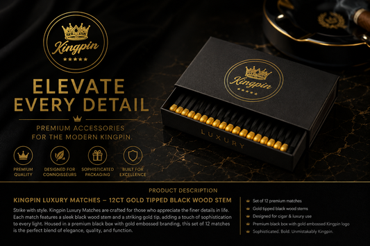 Kingpin Luxury Matches — 12 Count Gold-Tipped Collection